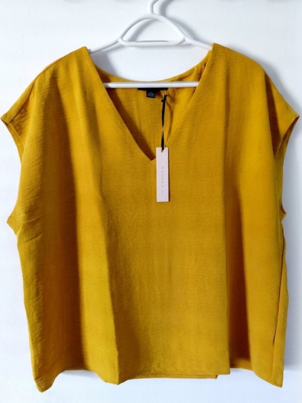 Women's Mustard Yellow V-Neck Sleeveless Top (New with Tags)